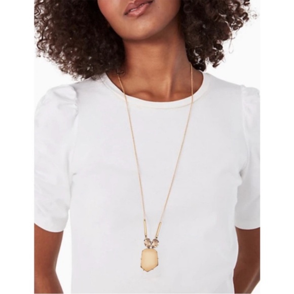 KATE SPADE Necklace feat. Cream Pendant w/ Pink‎ Stones set in Gold - Picture 10 of 10